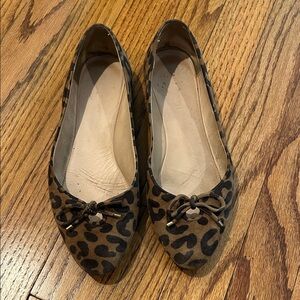 Stuart Weitzman Leopard Print Pointed Toe Ballet Flats - Brown/Black